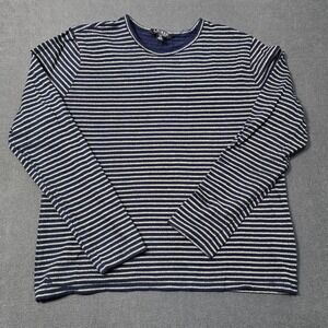 Lauren Ralph Lauren Knit Top Women Striped Navy Blue Golden Striped Shirt XXL